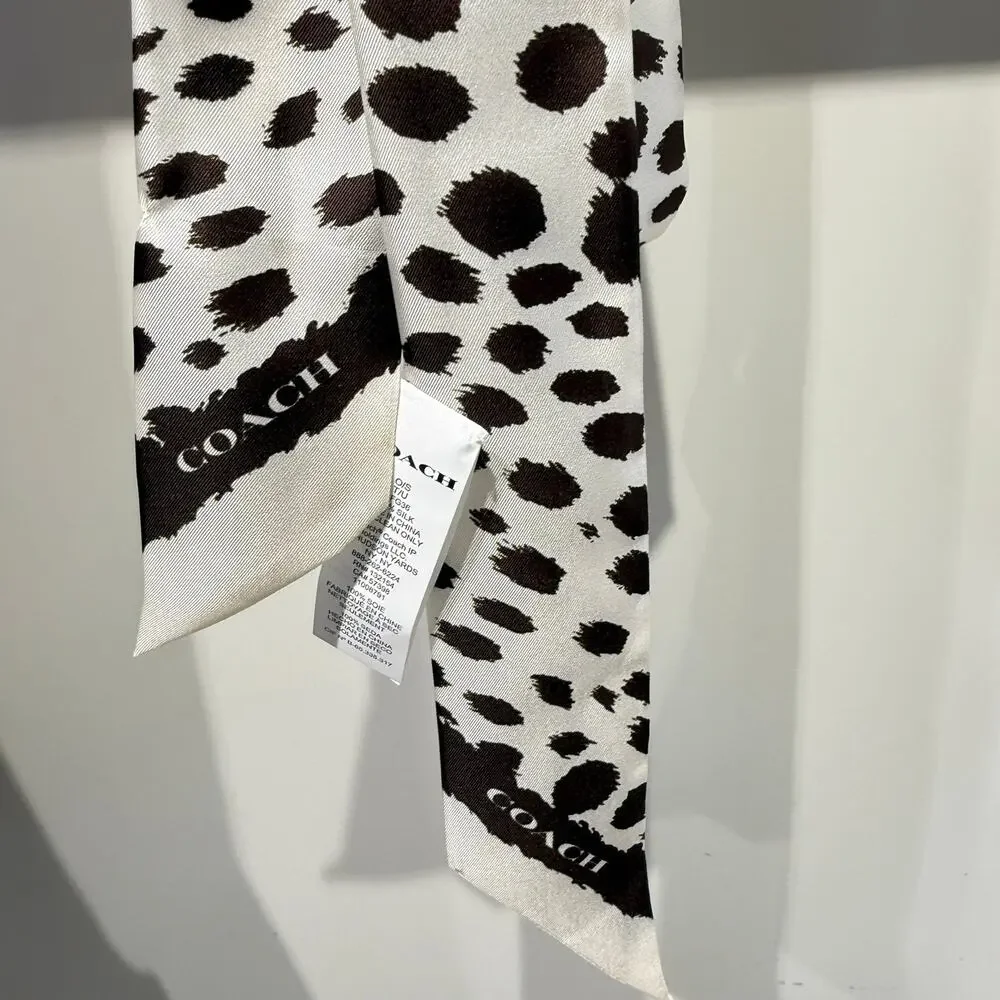 NEW‼️Coach Wild Spots Print Silk Skinny Scarf CFG36